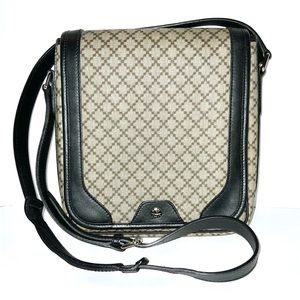 Auth Gucci Diamante Crossbody Shoulder Bag Beige/Black PVC/Leather